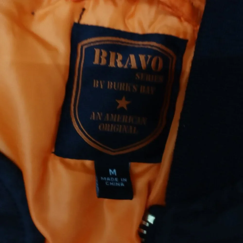 Bravo Series by Burk's Bay NRA Bomber Jacket Men's Medium Black Satin